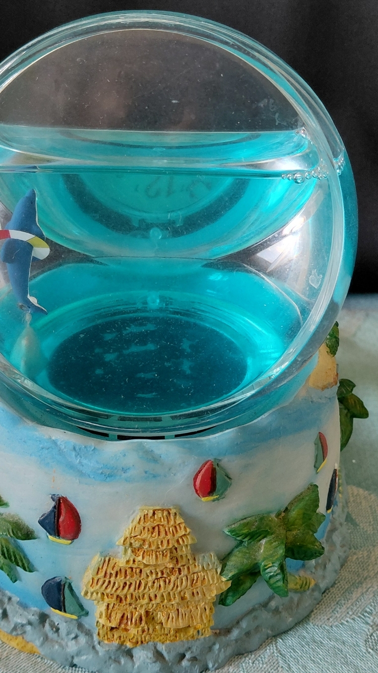 Ocean Blue Decorative Dolphin Globe With Clockl with Tropical Base
